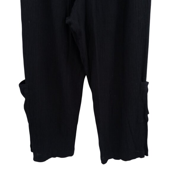 Bryn Walker Black Cotton Gauze Wide Leg Pants Size XL Lagenlook Pockets Pull On - Picture 10 of 13